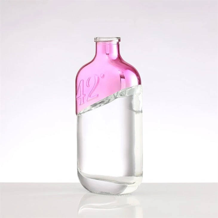 Pink-Tinted Rectangular Glass Bottle