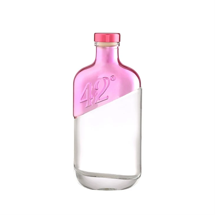 Pink-Tinted Rectangular Glass Bottle